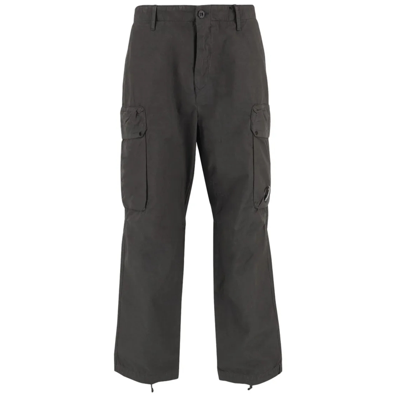 CP Company Pantalon Dark Grey Cotton Cargo Trousers Black