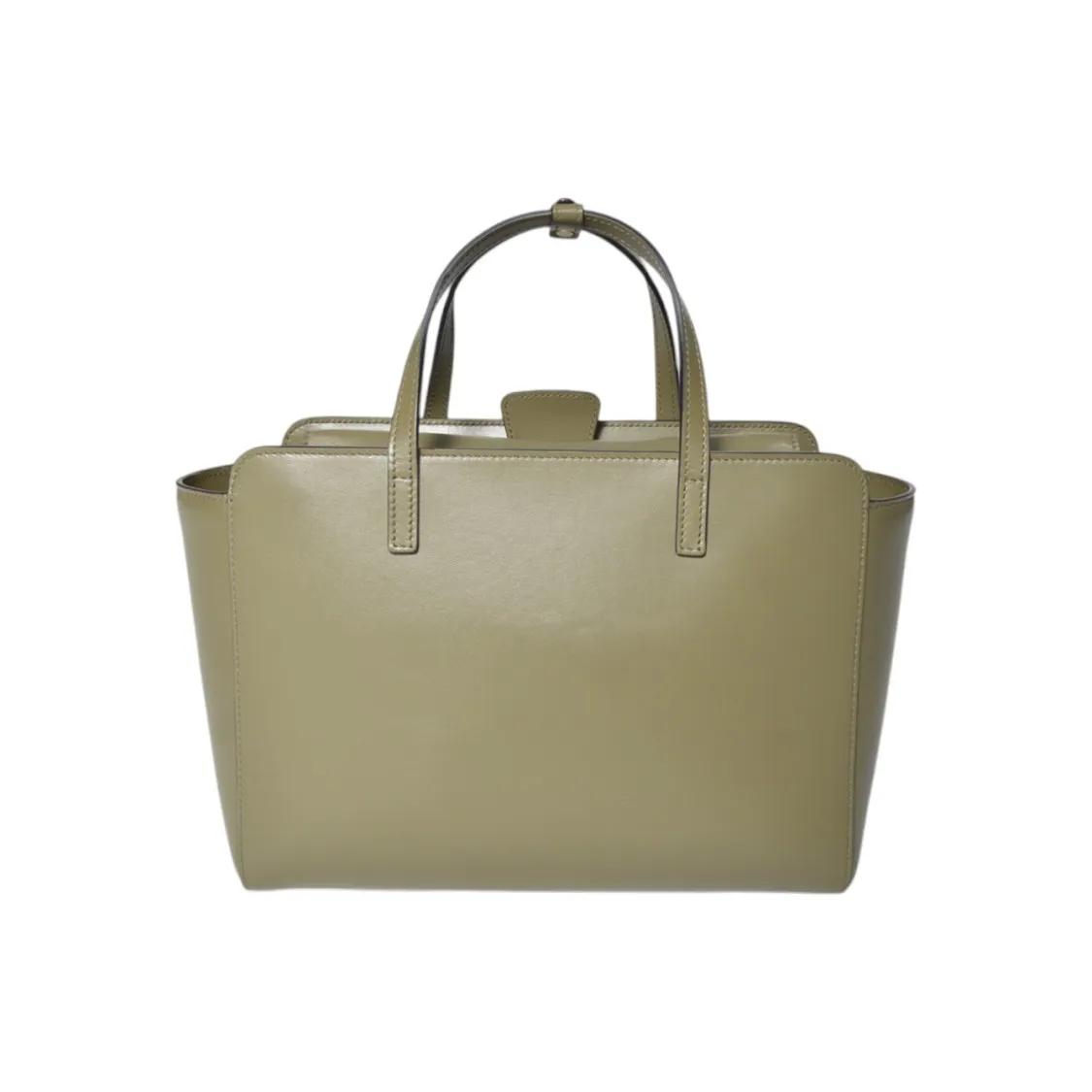 Hidesins Shoppers & Totes Moss Green Leather Flap M Medium Shopper Bag in groen
