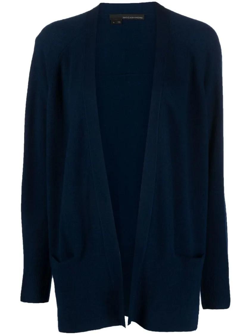 360 Cashmere - Navy Blue Long-Sleeve Cardigan - Größe S - blau