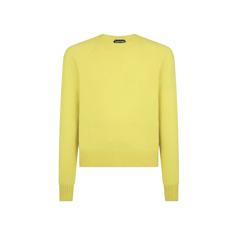 Tom Ford Pullover Fluorescent Yellow Cashmere Knit Sweater Gold