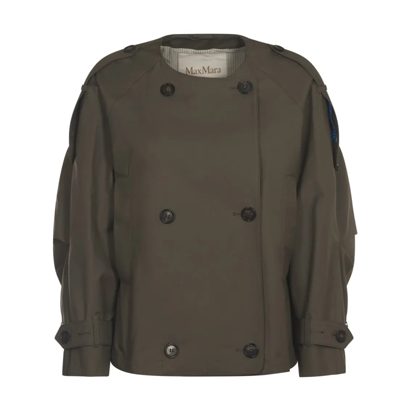 Max Mara Veste de transition Double-Breasted Water-Resistant Jacket With Oversi Green