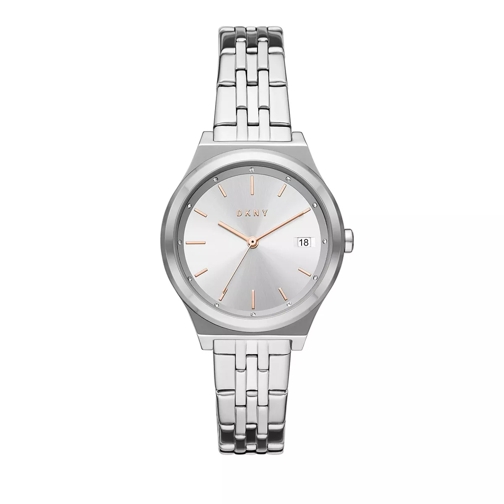 DKNY Parsons Three-Hand Date Stainless Steel Watch Silver Orologio da abito