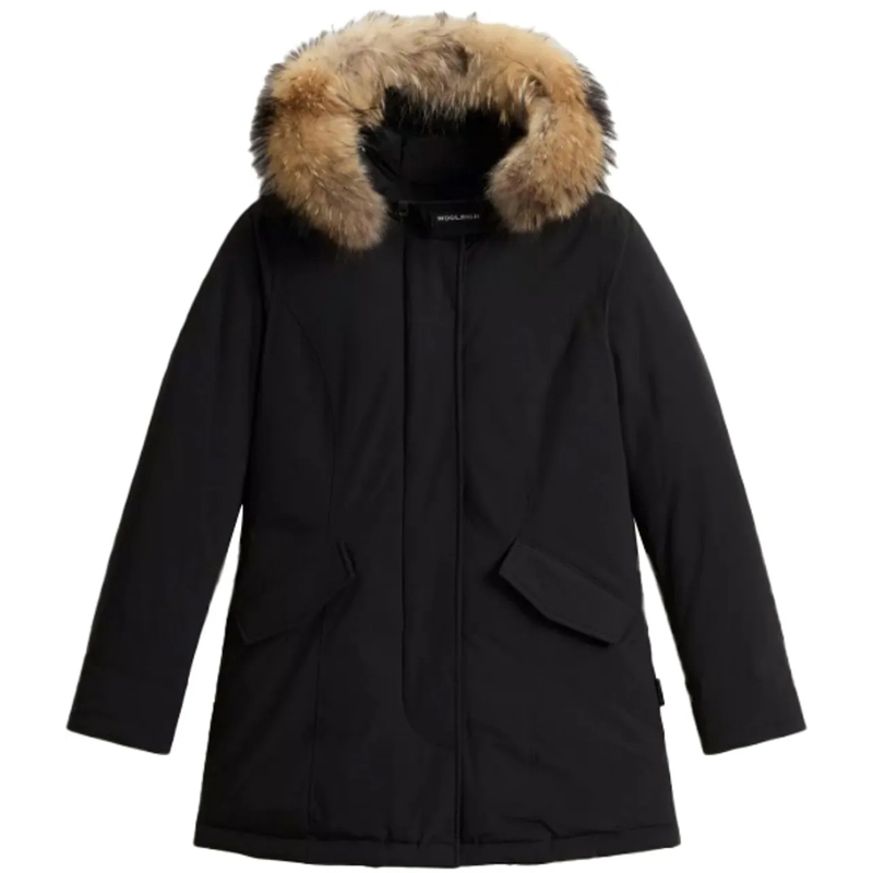 Woolrich Parka Insulated Black Parka With Fur Trimmed Hood Black
