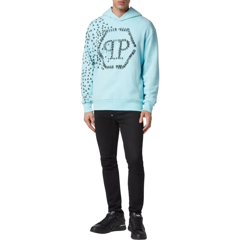 Philipp Plein Top Hoodie Skull&Bones hell-blau(Image 3)
