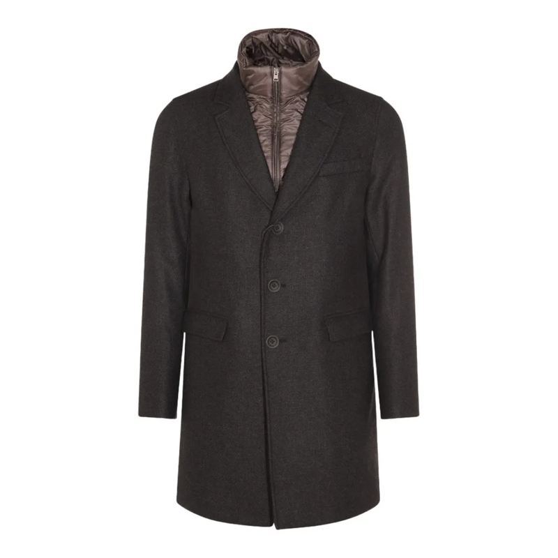 Herno Bontjassen Tailored Grey Coat With Two-Button Closure Black
