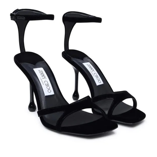 Jimmy Choo Black Velvet Sandals Black Tacchi