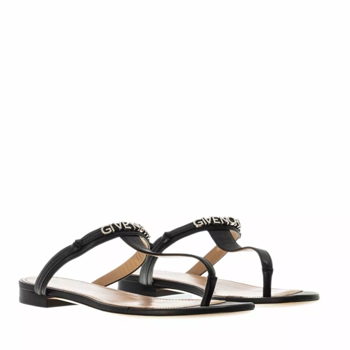 Givenchy Elba Flat Thong Sandals Leather  Black Flip Flop