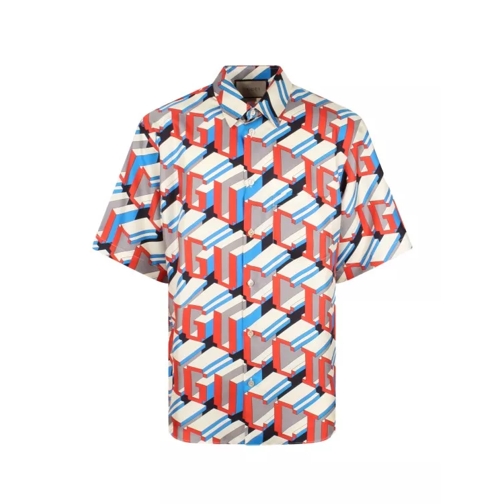 Gucci Pixel Print Silk Shirt Multicolor 