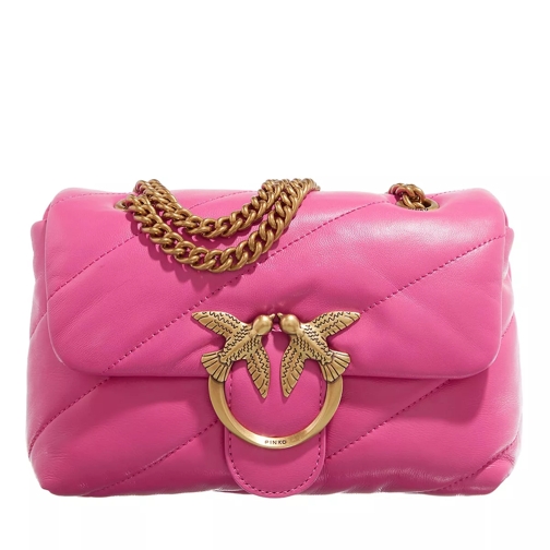 Pinko Love Mini Puff Maxi Quilt Fuxia Antique Gold Crossbody Bag