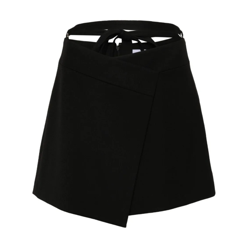 Patou Minirock Asymmetric Black Virgin Wool Twill Wrap Skirt Black