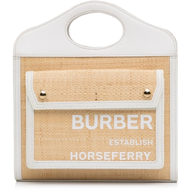 Burberry Tote Pocket Raffia Satchel braun