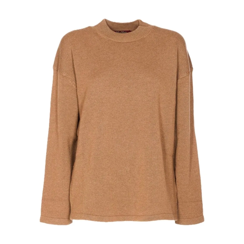 Max Mara Trui Fluid Camel Knit Sweater With Ribbed Texture Brown