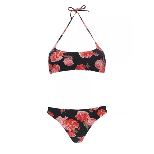 Fisico Floral Pattern Black Bikini Black 