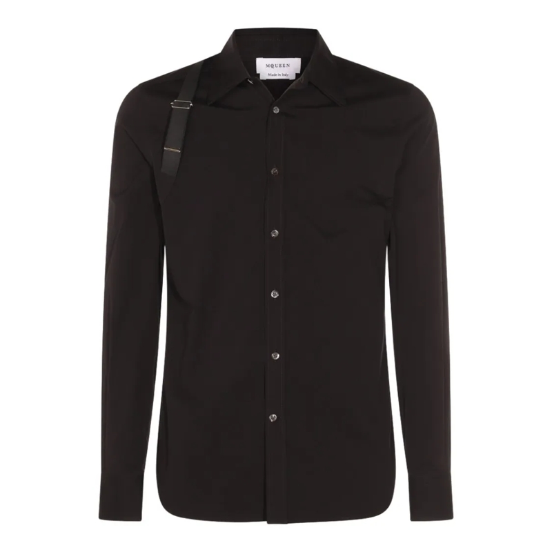 Alexander McQueen Overhemd Long-Sleeve Black Shirt Black