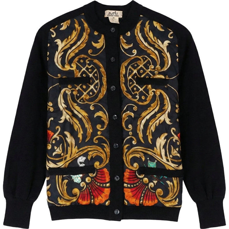 Hermès Weste Hermes Golden Silk Elements Wool Cardigan (DE34 /  schwarz