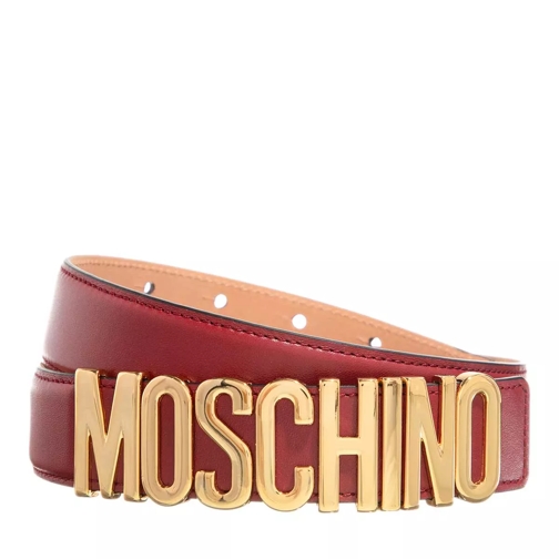 Moschino Logo Belt Smooth Leather Bordeaux Leather Belt