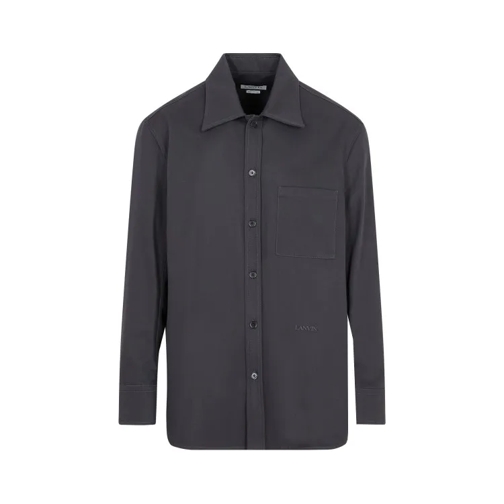 Lanvin Twisted Cocoon Steel Cotton Overshirt Grey Hemden