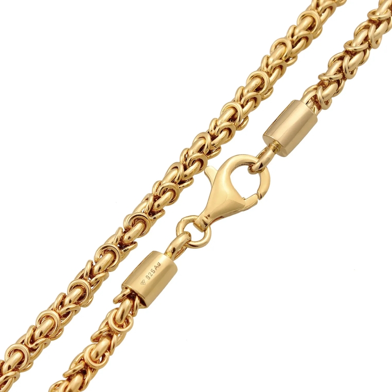 Kuzzoi Mittellange Halskette Halskette Herren Königskette Oxidiert Basic 925 Si gold(Image 6)