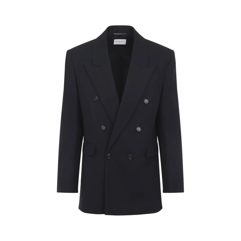 Saint Laurent Blazer Tailored Double-Breasted Black Wool Blazer Black