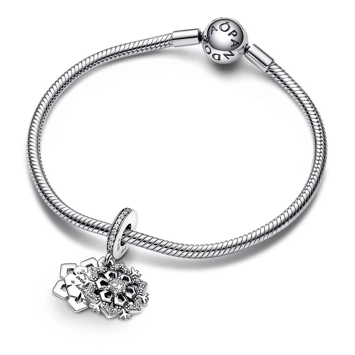 pandora bijouterie, funkelnde schneeflocke mit doppeltem anhänger char en white - pendentifs & charmspour dames