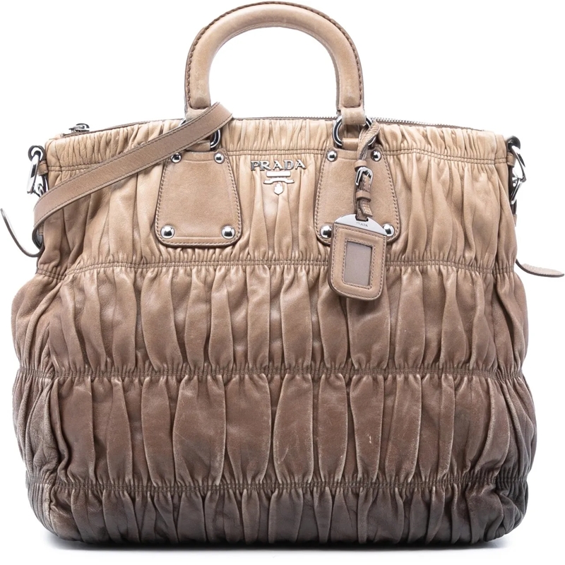 Prada Schultertasche Nappa Gaufre Ombre Satchel braun