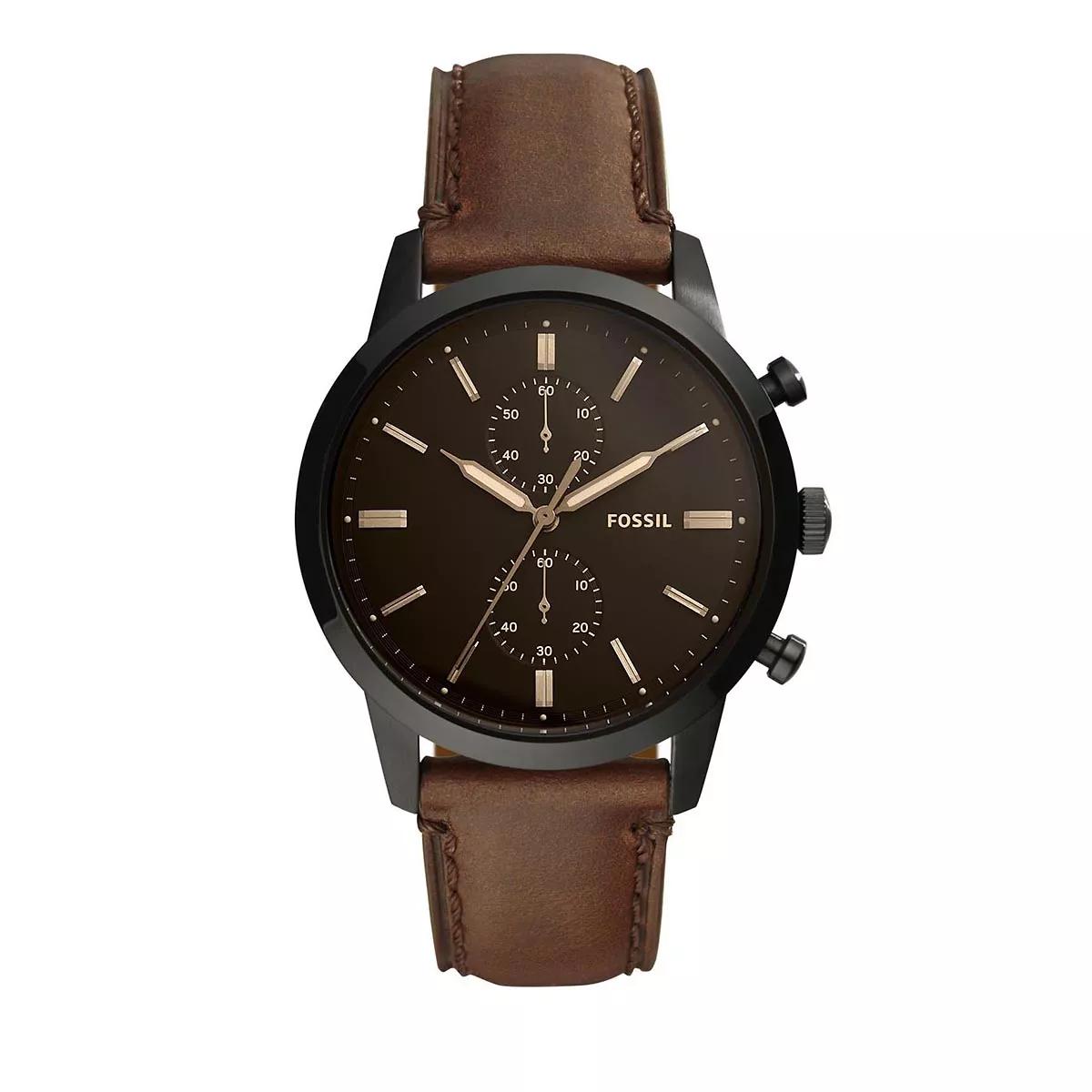 Fossil Townsman 44mm Chronograph Leather Watch brown Chronograph