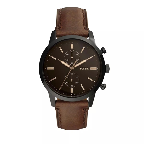 Fossil Townsman 44mm Chronograph Leather Watch brown Kronograf