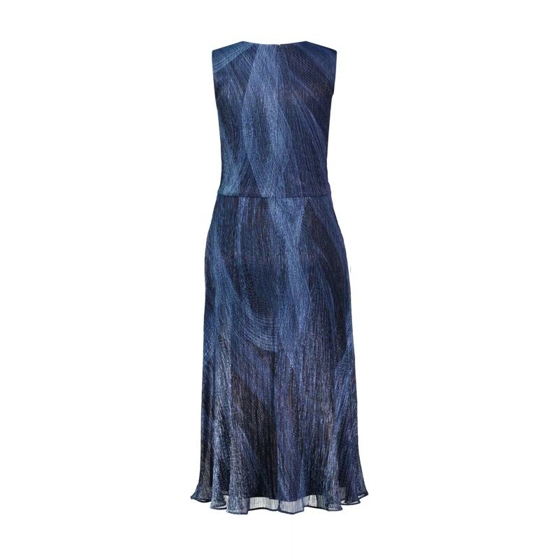 SWING Maxikleid Cocktailkleid mit Glitzergarn blau