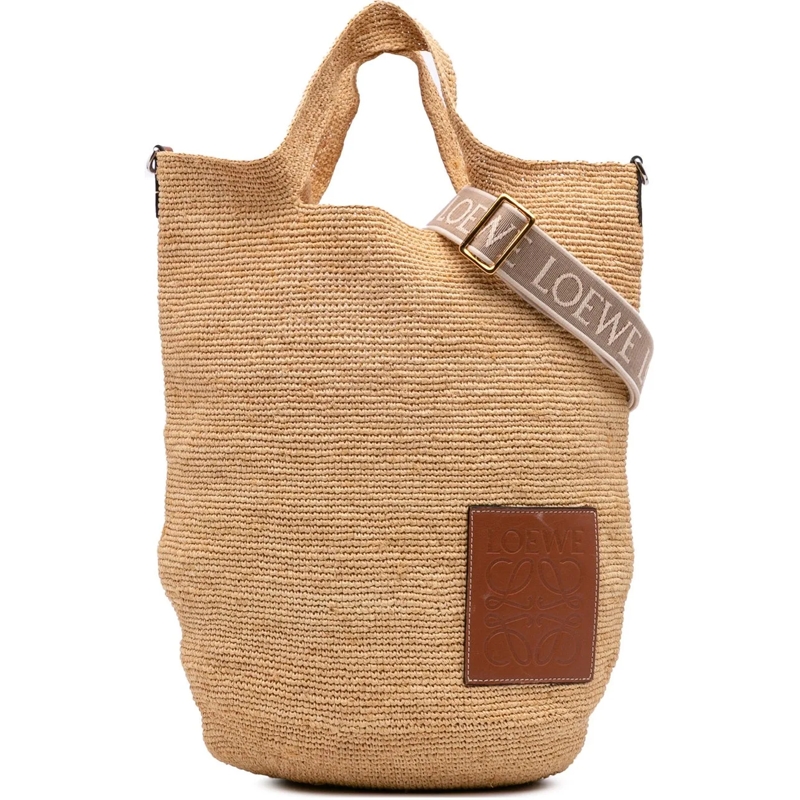 Loewe Sac à bandoulière Mini Raffia Slit Satchel braun