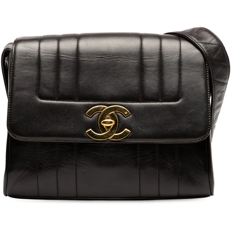 Chanel Sac à bandoulière Vertical Quilt Lambskin Flap schwarz