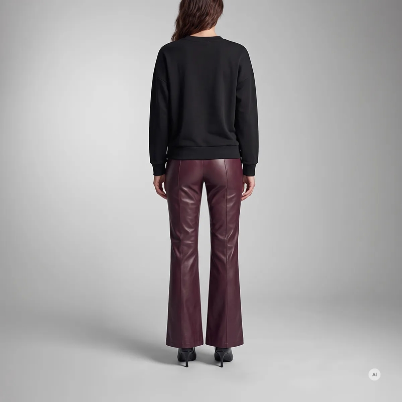 Marc Aurel Lederhose Diese Flared Hose aus weichem Faux Leather verbind lila(Image 4)