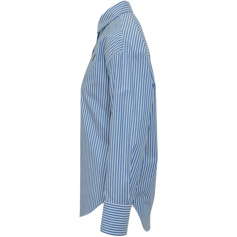 MSGM Chemisier Camicia A Righe Con Ricamo hellblau(Image 3)