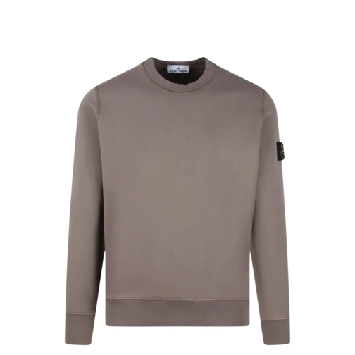 Stone Island Sweatshirts Logo Crewneck Sweatshirt Brown