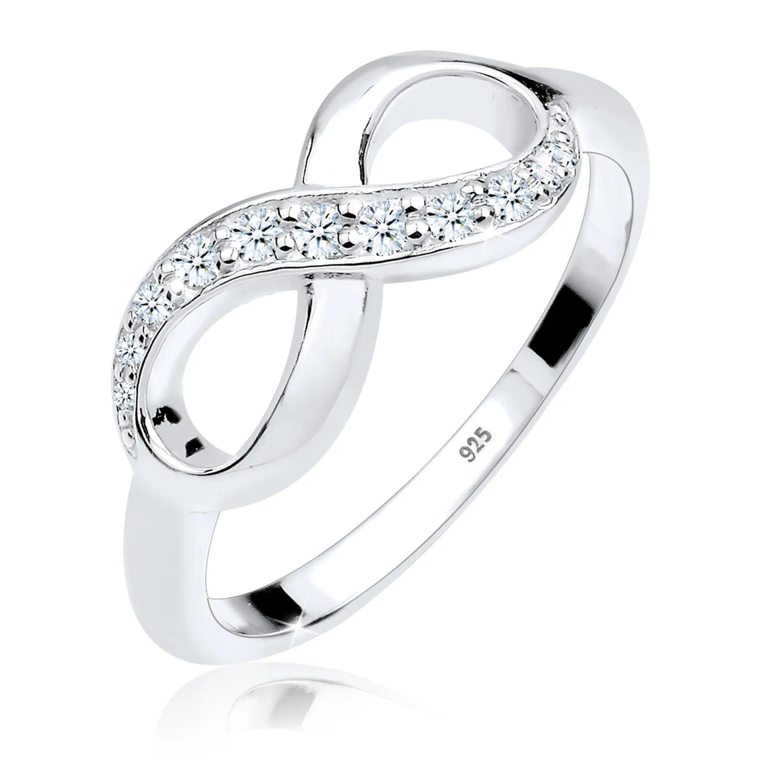 Elli Ringe - Ring Infinity Diamant 0.125 ct. Geschenkidee 925 S - Gr. 52 MM - in Weiß - für Damen