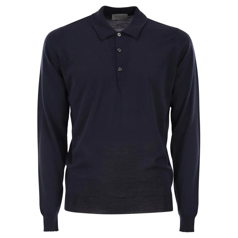 John Smedley Polo Belper - Extra-Fine Merino Wool Polo Shirt Blue