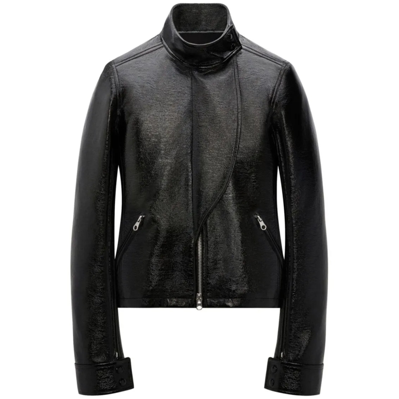 Courrèges Overgangsjas Glossy Black Cotton Blend Jacket Black