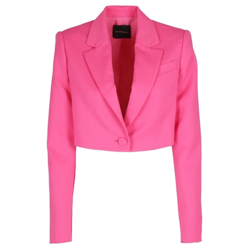 Andamane Blazer Cropped Fuchsia Blazer With Classic Lapel Pink