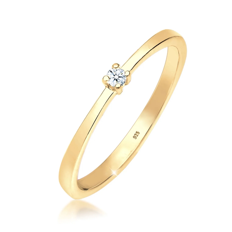 Elli Diamantring Ring Verlobung Solitär Diamant (0.03 ct.) 925 Silb gold(Image 5)