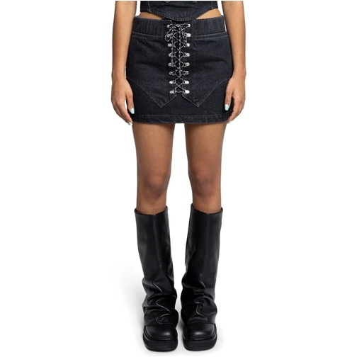 Dion Lee Midi-Röcke HIKER BOOT DENIM MINI SKIRT BLACK schwarz