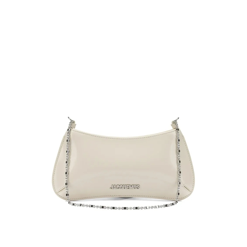 Jacquemus Schultertasche Rectangular Smooth Leather Shoulder Bag With Silve Grey