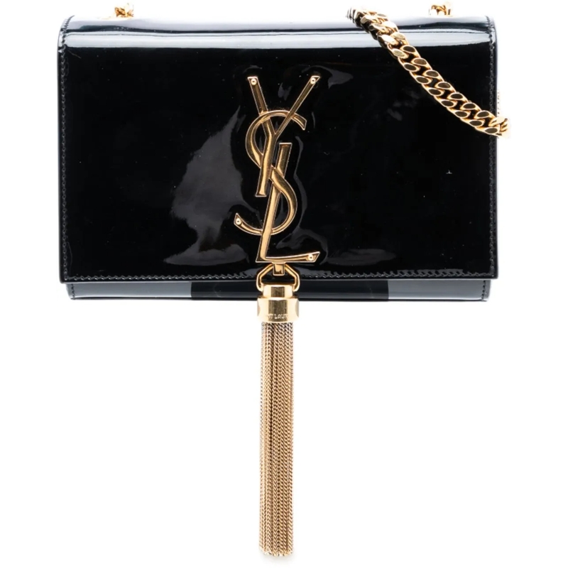 Saint Laurent Schultertasche Small Patent Monogram Kate Tassel Crossbody schwarz