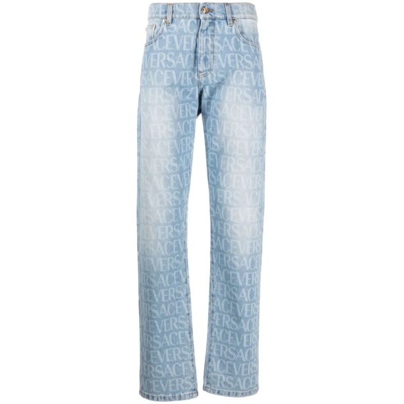 Versace Jeans Logo-Print Jeans With Classic Five-Pocket Design Blue