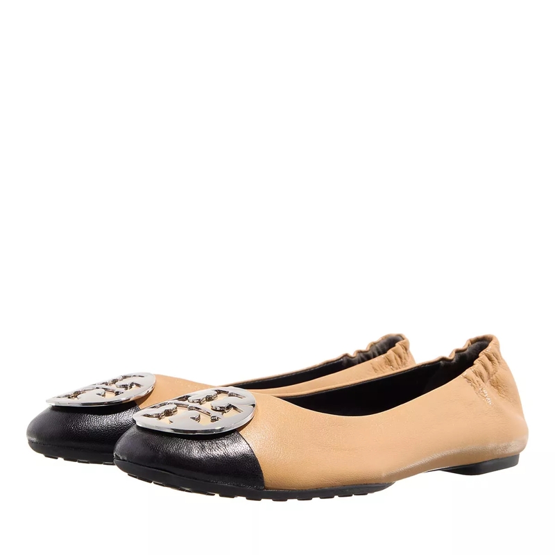 Tory Burch Ballerinas Claire Cap-Toe Ballet Ginger Shortbread/Perfect Black