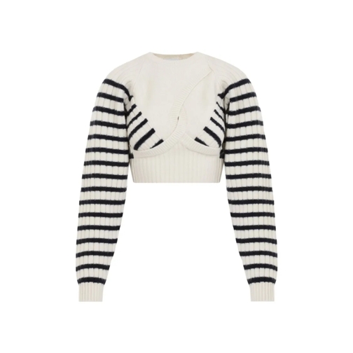 Jean Paul Gaultier Pullover Ribbed Mariniere Crop Pullover White