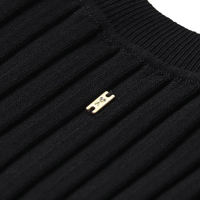 AMI Paris Maxikleid Geripptes Midikleid schwarz(Image 5)