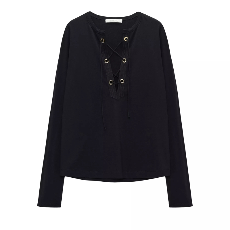 Dorothee Schumacher Langärmeliges Oberteil SOFT LACING Shirt 999 Pure Black