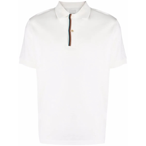 Paul Smith White Cotton Signature Stripe-Trim Polo Shirt White Polohemd