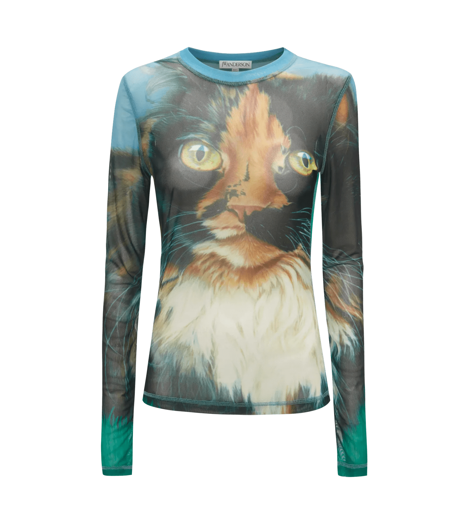 J.W.Anderson - Langarmshirt mit Katzen-Print - Größe M - grün