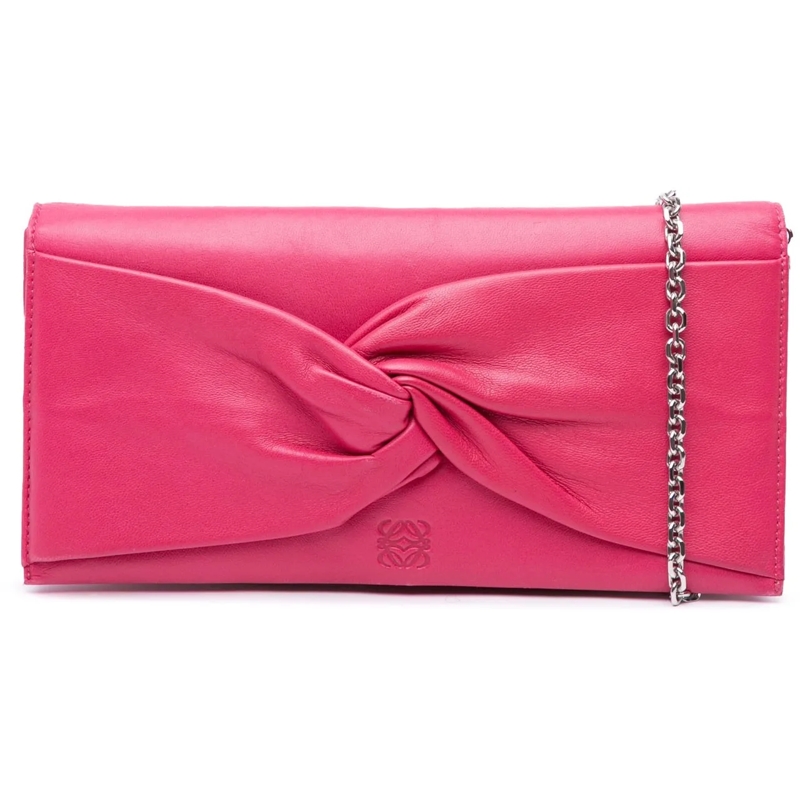 Loewe Sac à bandoulière Anagram Nappa Bow Tie Clutch with Chain rose