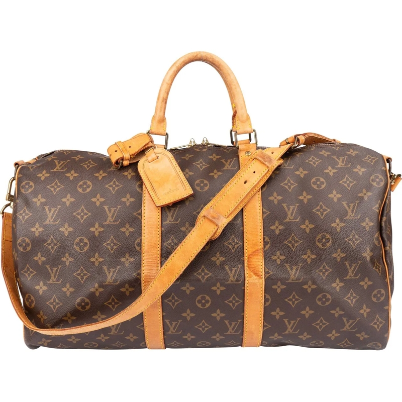 Louis Vuitton Schultertasche Louis Vuitton Canvas Monogram Keepall 50 Bandoulie braun